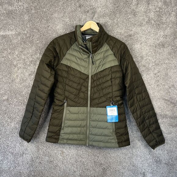 Columbia Puffer Jacket Womens Small Green Full Zip Thermal Reflective Pockets - Picture 1 of 12